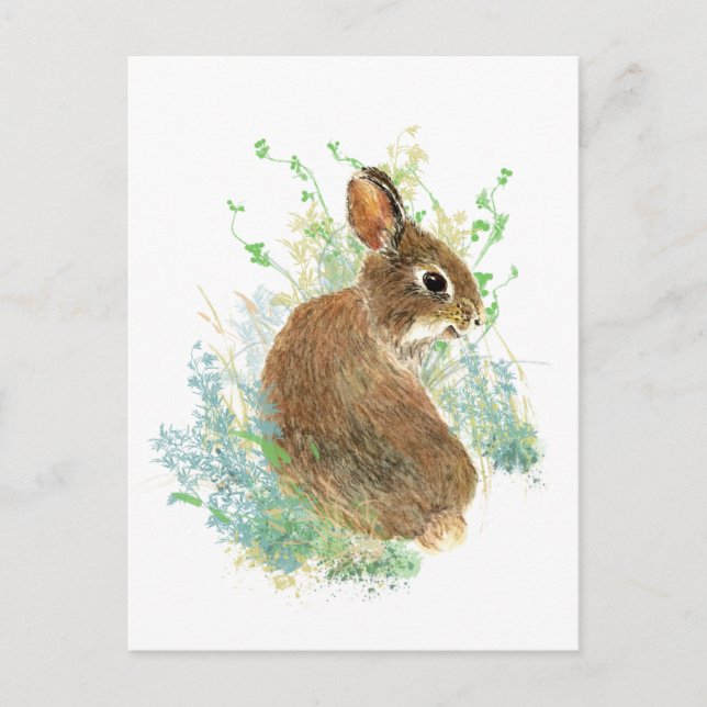 Aquarell Niedlich Bunny Rabbit Postkarte (Vorderseite)