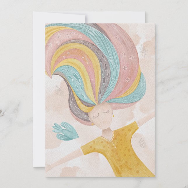 Aquarell niedlich Cartoon Mädchen. Pink Fee Fantas (Vorderseite)