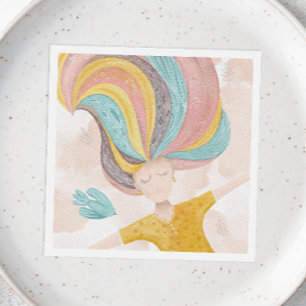 Aquarell niedlich Cartoon Mädchen. Pink Fee Fantas Serviette