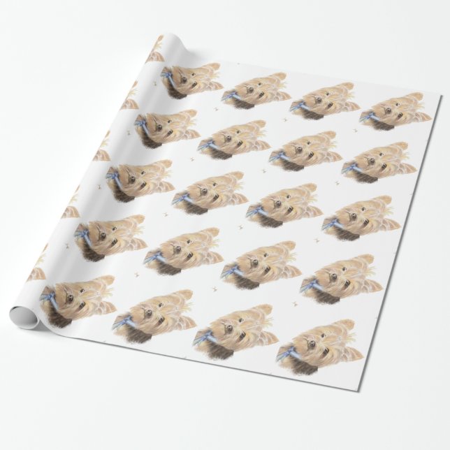 Aquarell Niedlich Little Yorkie Dog Tierart Kunst Geschenkpapier (Ungerollt)