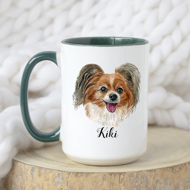 Aquarell Niedlich Papillon Dog Breed Fun Fakten Tasse (Von Creator hochgeladen)
