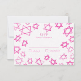 Aquarell Niedlich Pink Star von David Bar Bat Mitz RSVP Karte