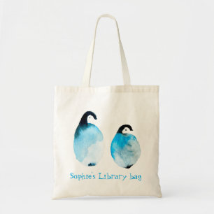 Aquarell niedliche Pinguine Bibliotheksname Tragetasche