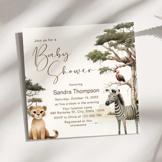 Aquarell-Niedlicher Tiere Wildlife Baby-Dusche Einladung (Von Creator hochgeladen)