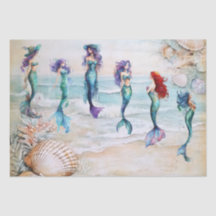 Aquarell-Nixen für Austernschalen-Decoupage