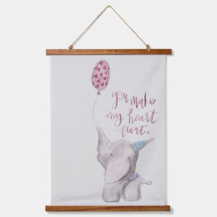 Aquarell-Nursery-Tiere Wandteppich Mit Holzrahmen