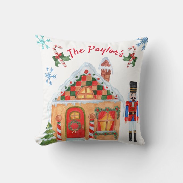 Aquarell-Nussknacker-Weihnachtskissen Kissen (Vorderseite)