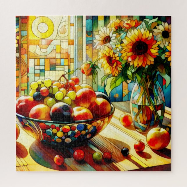 Aquarell Obst und Blume Puzzle (Vertikal)