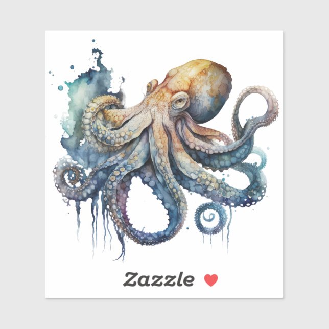 Aquarell Octopus Vinyl Sticker (Blatt)