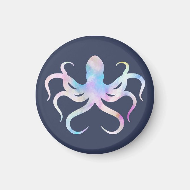 Aquarell-Oktopus  Magnet (Vorne)