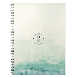 Aquarell Ombre blaue Monogramm-Anmerkungen zum Notizblock