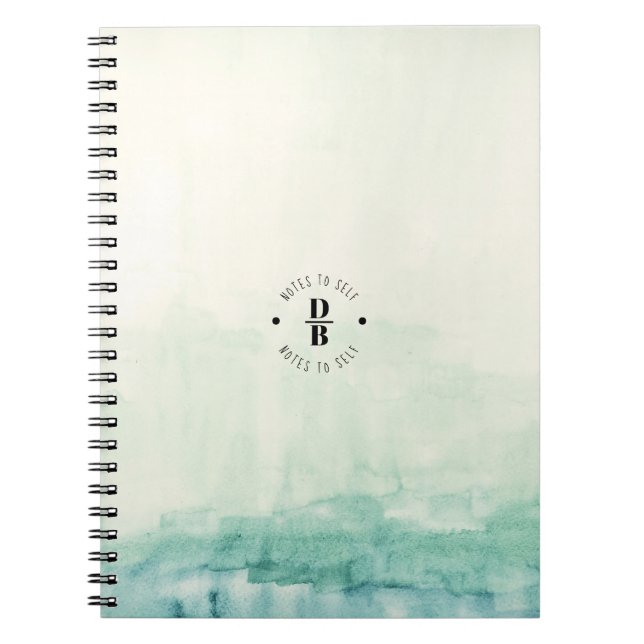 Aquarell Ombre blaue Monogramm-Anmerkungen zum Notizblock (Vorderseite)