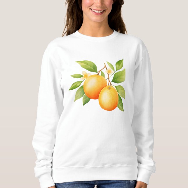 Aquarell Orange Blume Sweatshirt (Vorderseite)