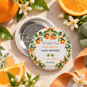 Aquarell Orange Citrus Little Cutie Babyparty Button