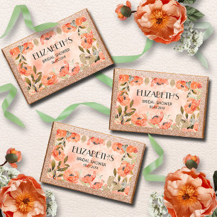 Aquarell Orange Florale Brautparty Rechteckiger Aufkleber