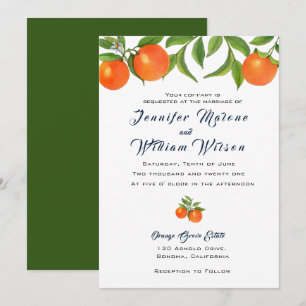Aquarell Orange Frucht Hochzeitseinladung Ankündigung
