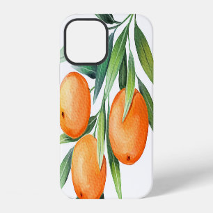 Aquarell Orange Früchte: Zweige isoliert. iPhone 12 Hülle