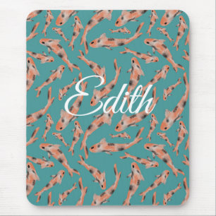 Aquarell Orange Koi Fisch Türkisch Personalisiert Mousepad