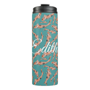 Aquarell Orange Koi Fisch Türkisch Personalisiert Thermosbecher