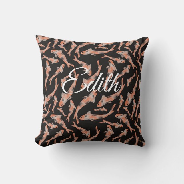 Aquarell Orange Koi Personalisiert Kissen (Vorderseite)
