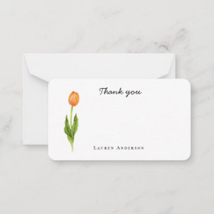 Aquarell orange Tulpe Blumen Kleines Danke Mitteilungskarte