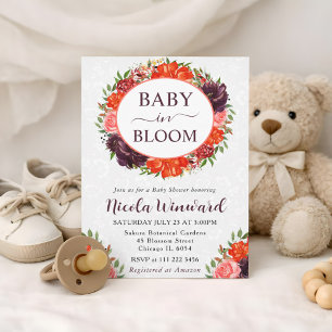Aquarell Orange und Braune Girlande Babyparty Einladung