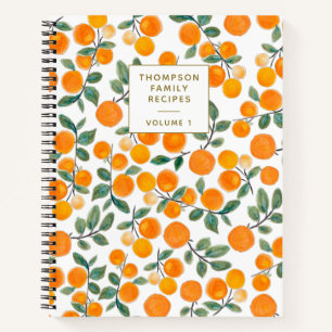 Aquarell Orange Zitrus Personalisiertes Rezept Notizbuch