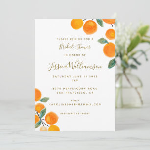 Aquarell Orange Zitrusfrucht Brautdusche Einladung