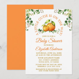 Aquarell Orangen Grünpflanzen Kleine Süsse Dusche Einladung