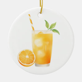 Aquarell-Orangensaft Keramik Ornament
