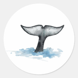 Aquarell-Orca-Schwanzflossen-Aufkleber Runder Aufkleber