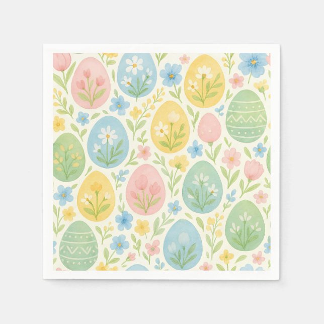 Aquarell-Oster-Ei-Blumen-Servietten Serviette (Vorderseite)