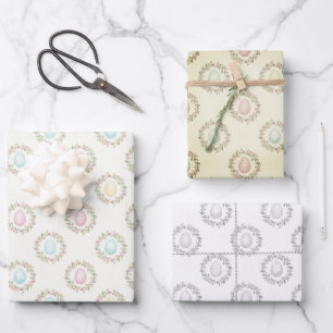 Aquarell-Oster-Ei-Blumenkranz-Geschenkpapier Geschenkpapier Set