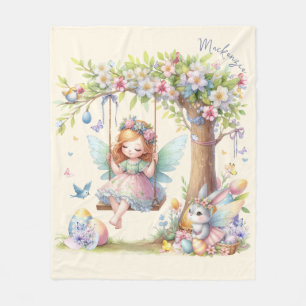 Aquarell-Oster-Frühlingsfee Fleecedecke