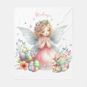 Aquarell-Oster-Frühlingsfee Fleecedecke