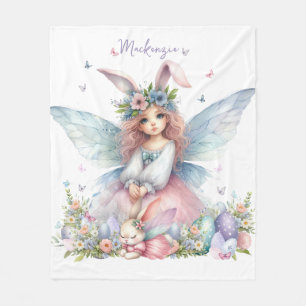 Aquarell-Oster-Frühlingsfee Fleecedecke