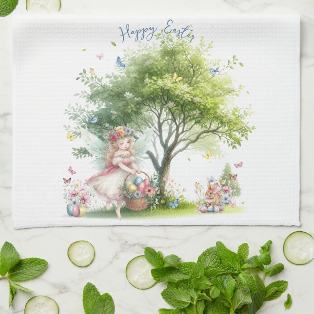 Aquarell-Oster-Frühlingsfee Geschirrtuch (Gefaltet)