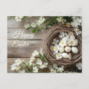 Aquarell Oster Postkarte mit Osternest und Osterei