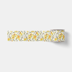 Aquarell-Osterglocken-Blumengarten Frühling Satinband