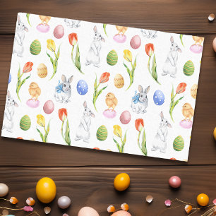 Aquarell-Osterhase Frühlings-Tulpe Seidenpapier