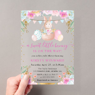 Aquarell-Osterhase und Blumen Baby Shower Acryleinladungen