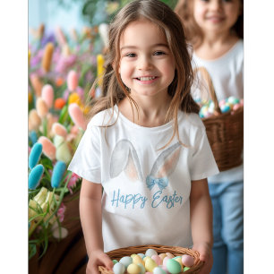 Aquarell-Osterhasenohren mit blauem Band Frühling Baby T-shirt