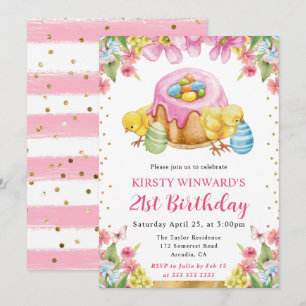 Aquarell-Osterküken Frühling 21. Geburtstag Einladung