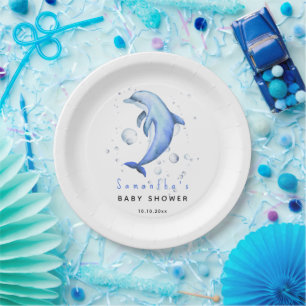 Aquarell-Ozean-Delfin-Baby-Party Pappteller