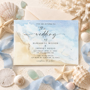 Aquarell-Ozean-Meer-Sommer-Strand-Hochzeit Einladung
