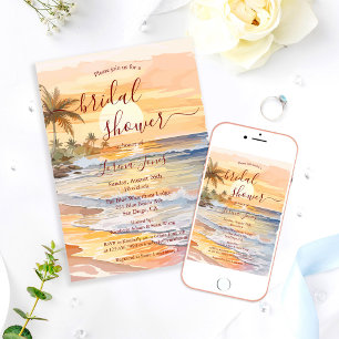 Aquarell Ozean Strand Brautparty Einladung