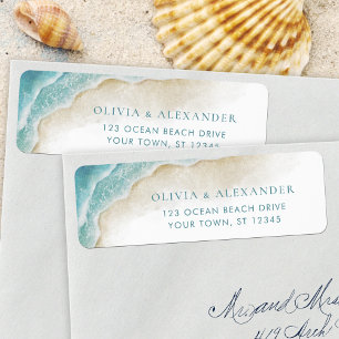 Aquarell-Ozean-Strand-Hochzeit-Rücksendeadresse