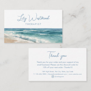 Aquarell-Ozean-Strand-Therapeut Elegant Danke Visitenkarte