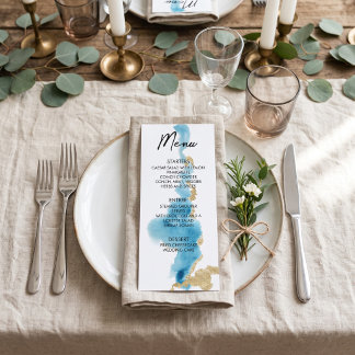 Aquarell-Ozean-Strand-Tropeninsel-Hochzeit Menükarte