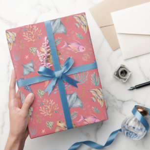 Aquarell-Ozeanleben Texturierte Wassermelone Geschenkpapier